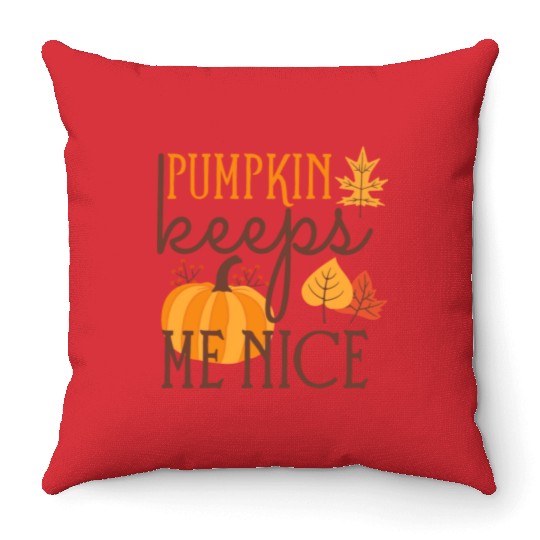 Funny Pumpkin keeps Me Nice Throw Pillows