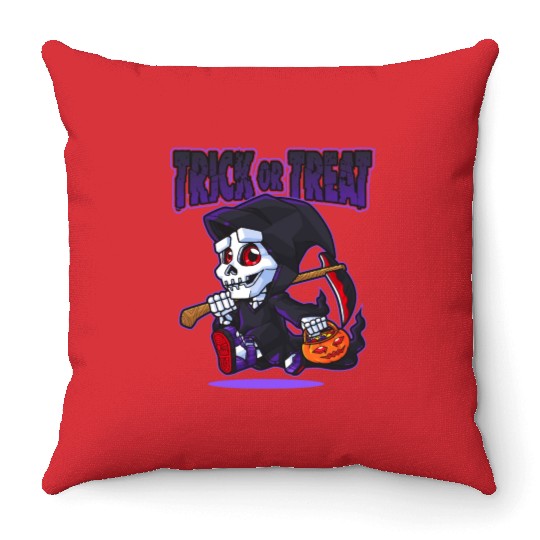 Halloween Trick or Treat Grim Reaper Throw Pillows