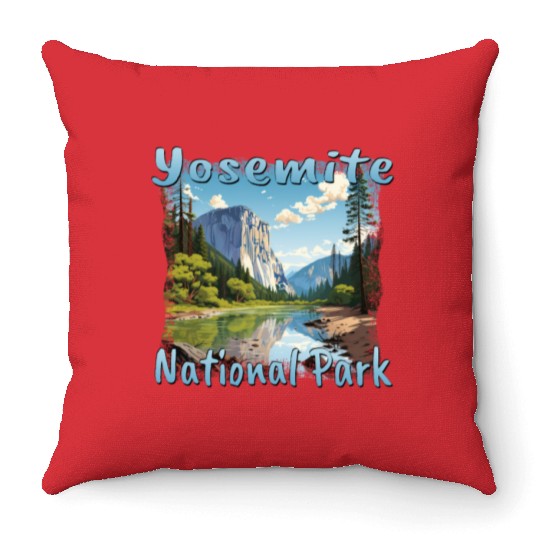 Yosemite National Park: Colorful Landscape in Throw Pillows