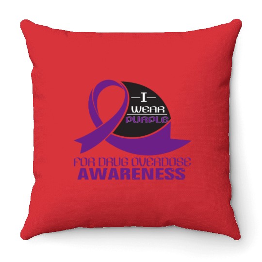 I Wear Purple For Drug Overdose Awareness Throw Pillows
