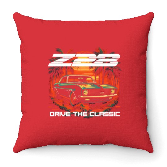 Sunset Camaro Z28 Throw Pillows