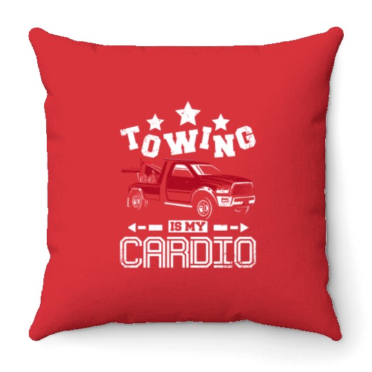 Towing is my cardio Tow truck driver Throw Pillows