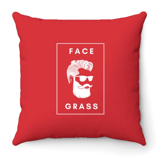 Face Grass, White beard, Black and White Throw Pillows