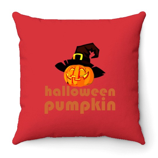 halloween pumpkin festive illustration designgift Throw Pillows
