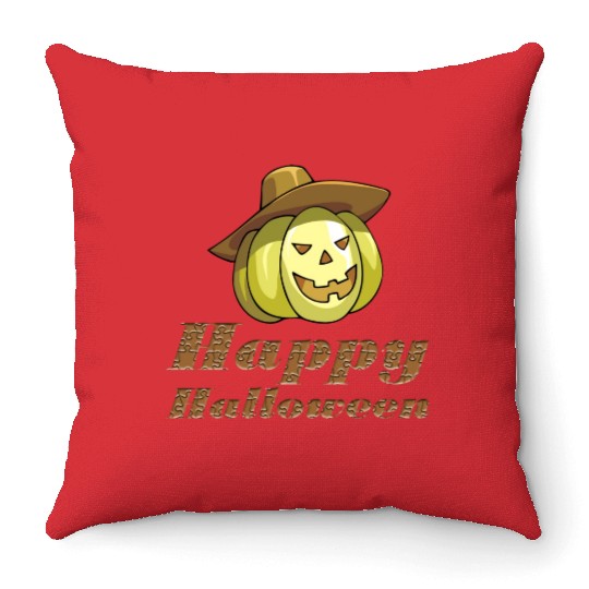 halloween witch pumpkin card free stock photo Throw Pillows