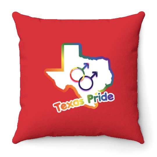 Gay Love Texas Map Design for proud LGBT+ Texan Throw Pillows