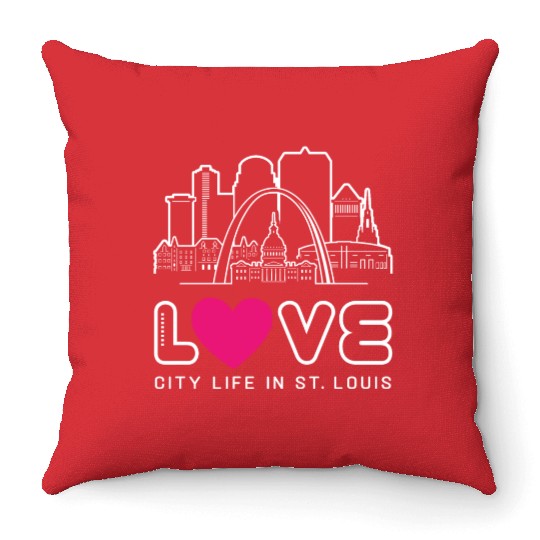 Love City Life in St. Louis Missouri Throw Pillows