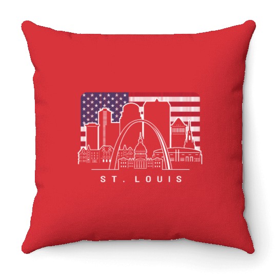 St. Louis Missouri American Flag Throw Pillows
