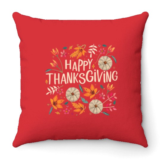 Happy Fall Ya All Thanksgiving Autumn Design Throw Pillows