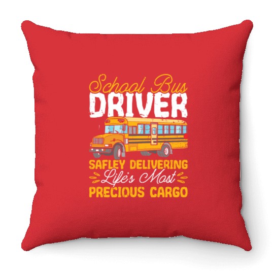 School Bus Adult Delivery Specialist Bus Driver Throw Pillows