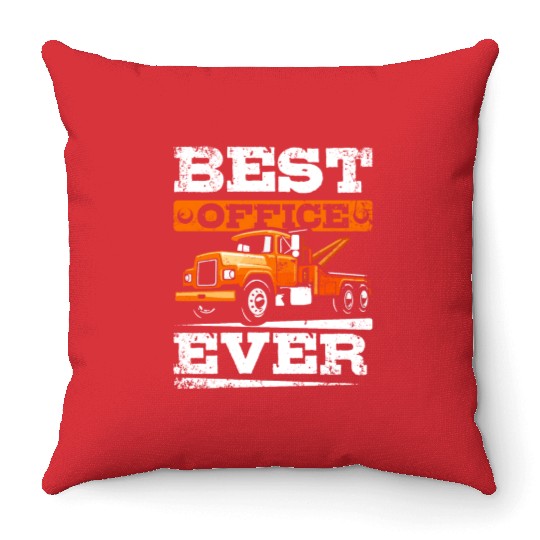 Best office ever Tow truck Throw Pillows