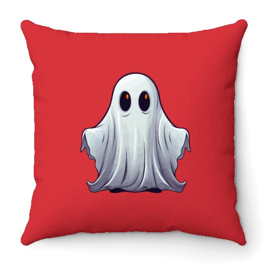 Funny Halloween Pumpkin With Cute Ghost Throw Pillows