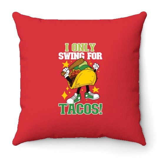 Taco Mexican Food Baseball Card Baseball Player Throw Pillows