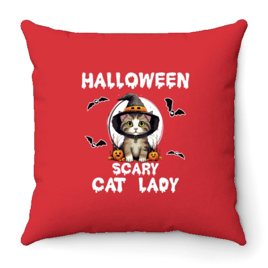 Cats Mama Pumpkin Cat Halloween Cats Throw Pillows