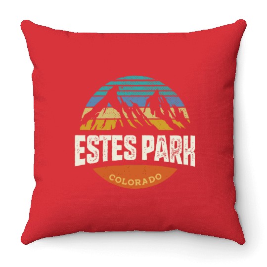 Estes Park Colorado Vintage Mountain Buffalo Throw Pillows