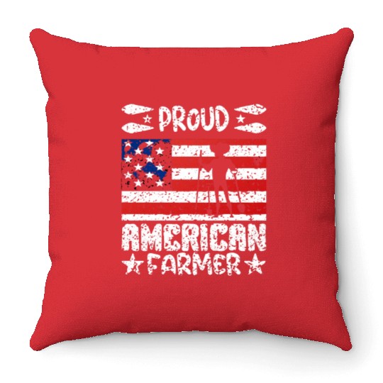Proud american farmer quote Throw Pillows