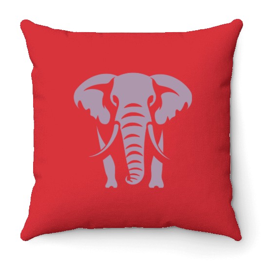 Elephant Silhouette White Logo Throw Pillows