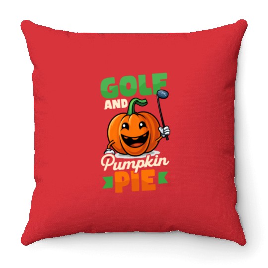 Thanksgiving Golf Golf And Pumpkin Pie Throw Pillows