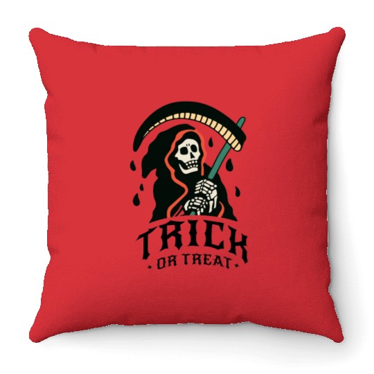Trick or Treat Grim Reaper Throw Pillows