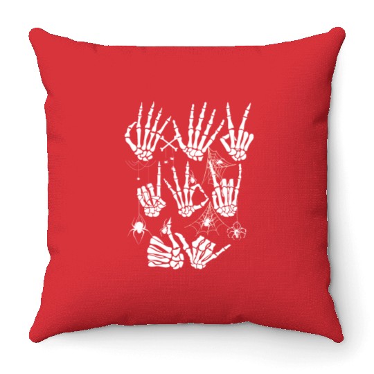Skeleton Hand Throw Pillows