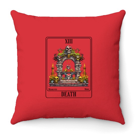 Tarot Card Death Memento Mori Skull Design Throw Pillows