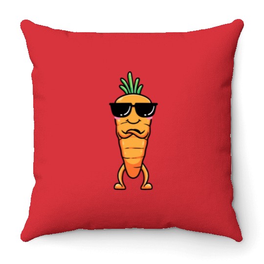 Carrot Emoticon Vegetable Vegan Vegetarian Throw Pillows