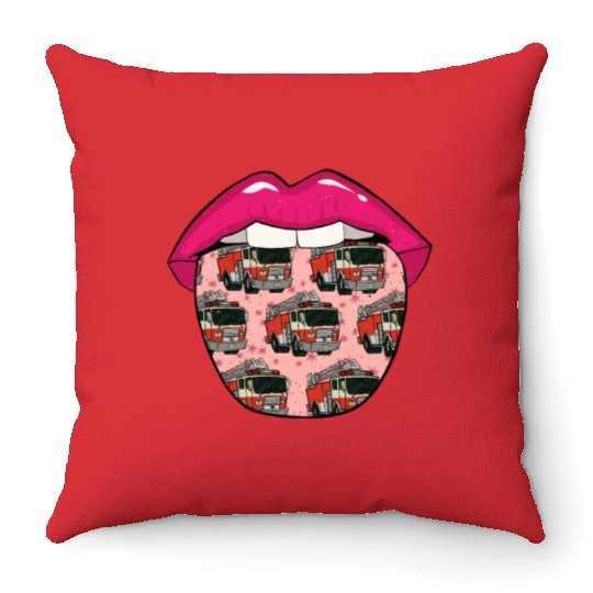 Firefighter Thin Red Line Tongue Throw Pillows