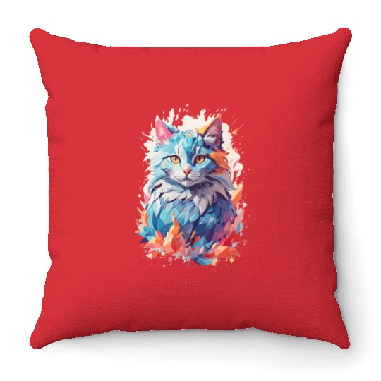 Cute Crystal Fantasy Cat Design Throw Pillows