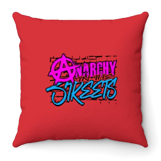 Anarchy in the Streets - Punk Throw Pillows