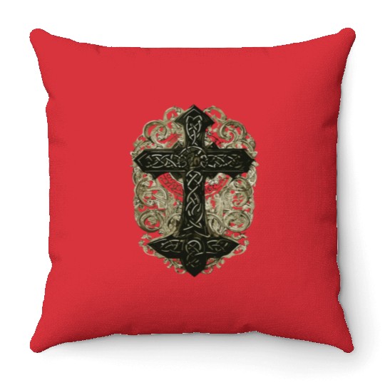 tree celtic cross Throw Pillows