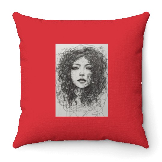 Sketch of a the manifestation of anxiety Throw Pillows