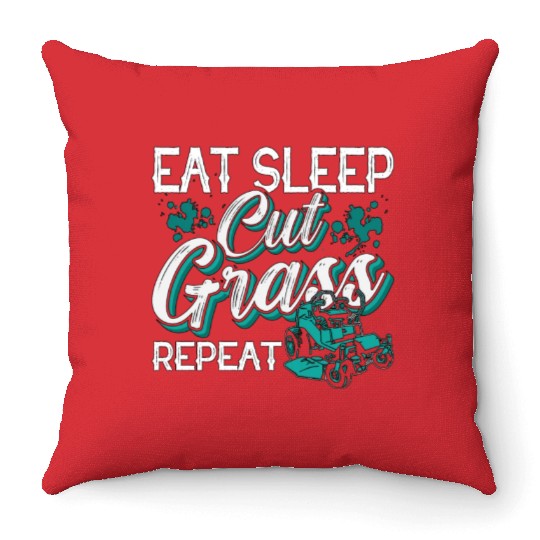 Landscaper Eat Sleep Cut Grass Repeat Landscaping Throw Pillows