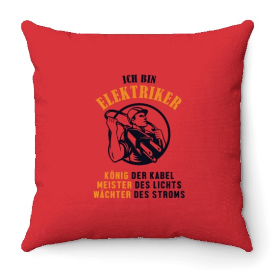 Ich bin Elektriker Wiremen Powerline Technician Throw Pillows