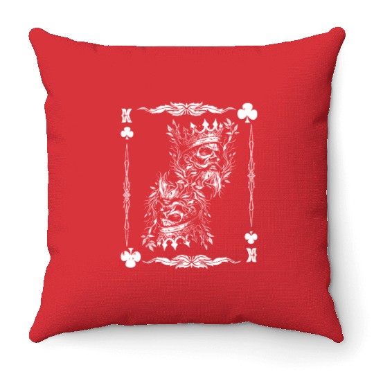 Gothic Card Game Clubs King Creepy Throw Pillows