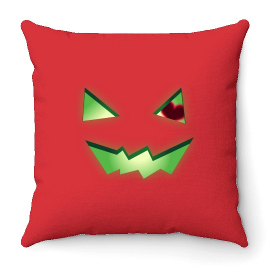Glowing Green See-Through Jack-O-Lantern w/ Heart Throw Pillows