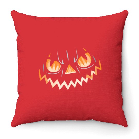 Creepy Jack o Lantern Carved Halloween Pumpkin Throw Pillows