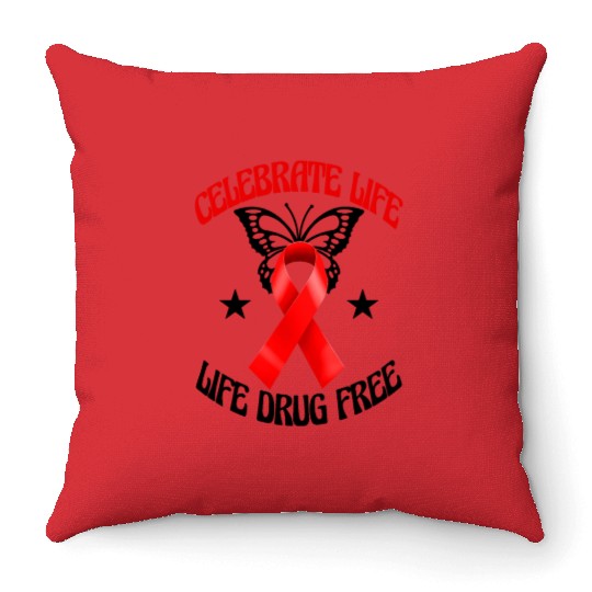 Celebrate Life Live Drug Free Throw Pillows