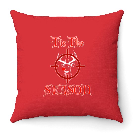 Funny Redneck Deer Hunting Christmas Design Throw Pillows