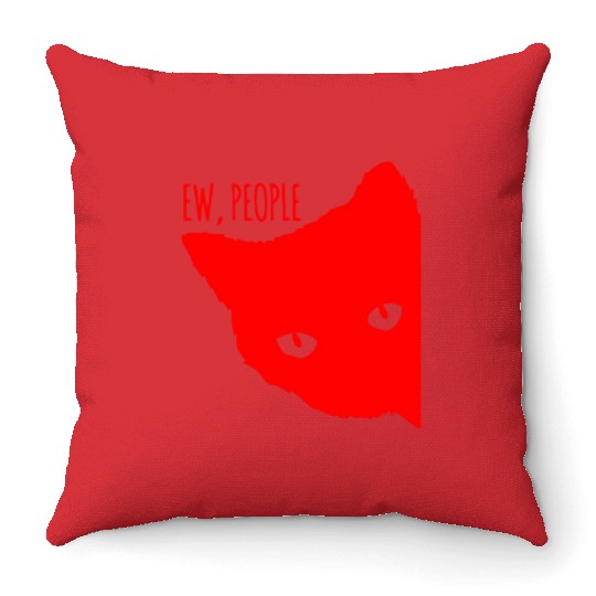 Funny Cat Ew People Throw Pillows