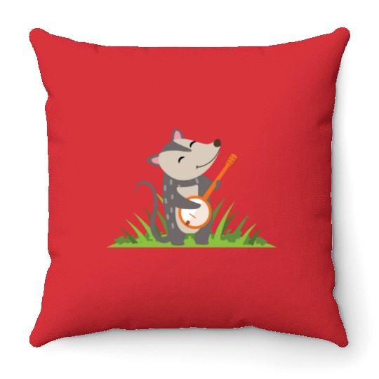 Possum Guitar Kids Cute Throw Pillows