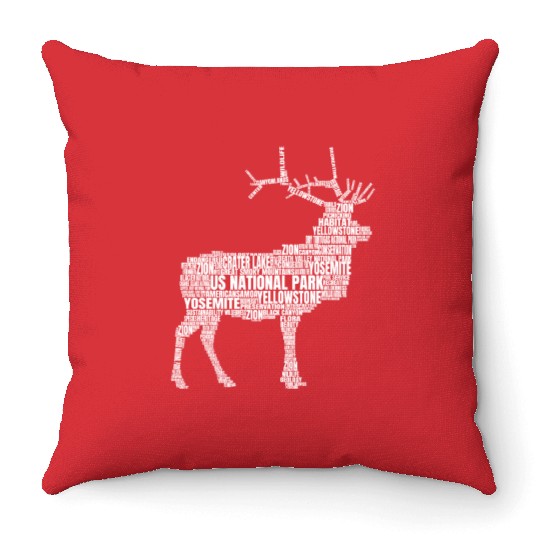 US National Parks Elk Hiking Campground Campingelk Throw Pillows
