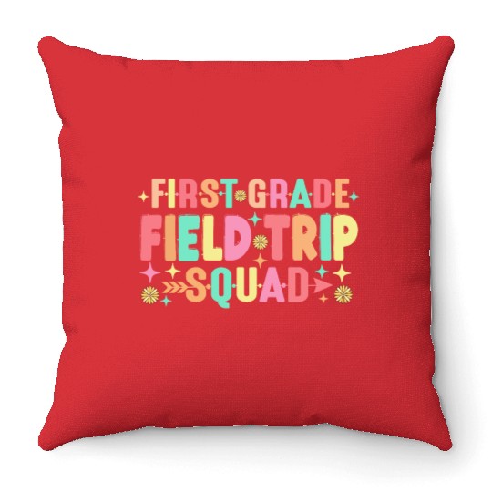 First Grade Field Trip Squad Teacher Students Throw Pillows