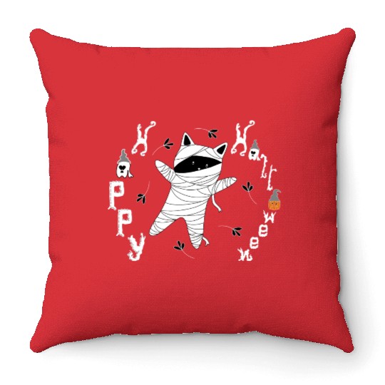 Halloween Cat Mummy For Cat Lover Throw Pillows