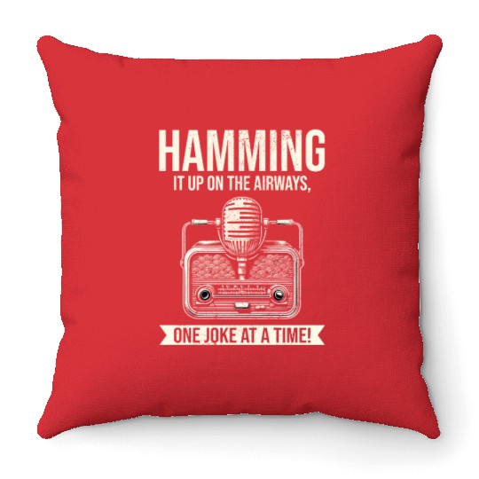 Amateur Vintage Radio Ham Operator Microphone Throw Pillows