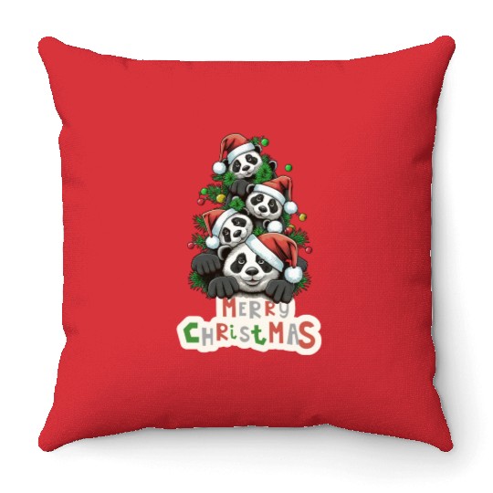 Xmas Panda Paws: A Beary Merry Christmas Throw Pillows