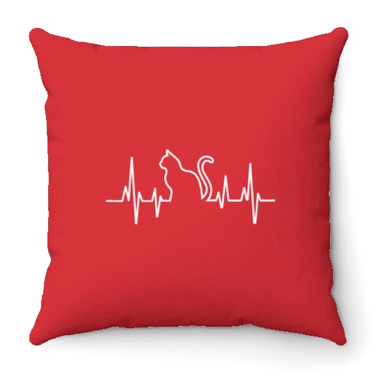 Heart Beat for Mom Dad Kitty Cat Lovers Throw Pillows