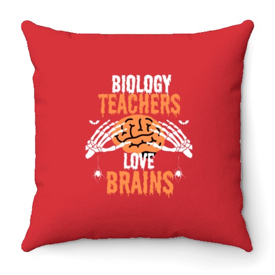 Halloween biology teacher Throw Pillows