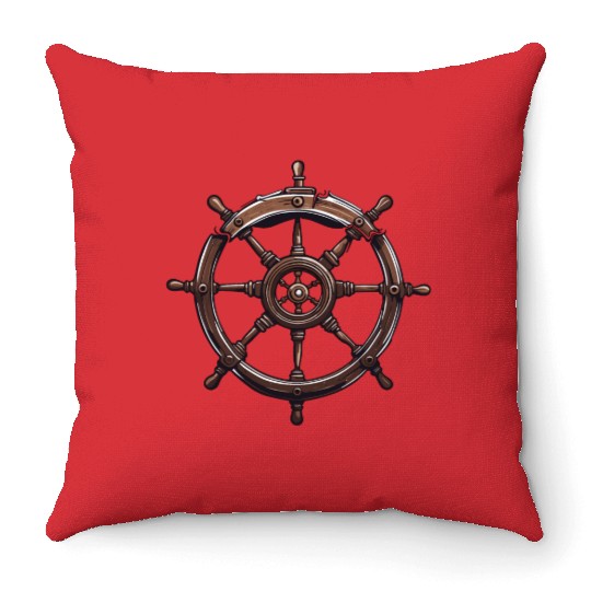 Steering Wheel / Ahoi / Ship / Boat / Capitan Throw Pillows