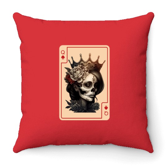 Gothic Halloween Card Game Creepy Poker Cards Throw Pillows
