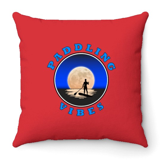 Paddling Vibes - Moon - Paddle Boarder Throw Pillows